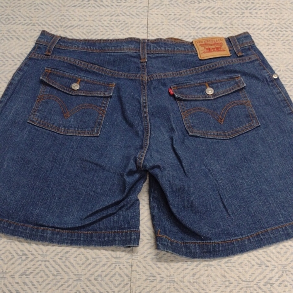 Levi's Dark Blue Denim Shorts with Flap Back Pockets